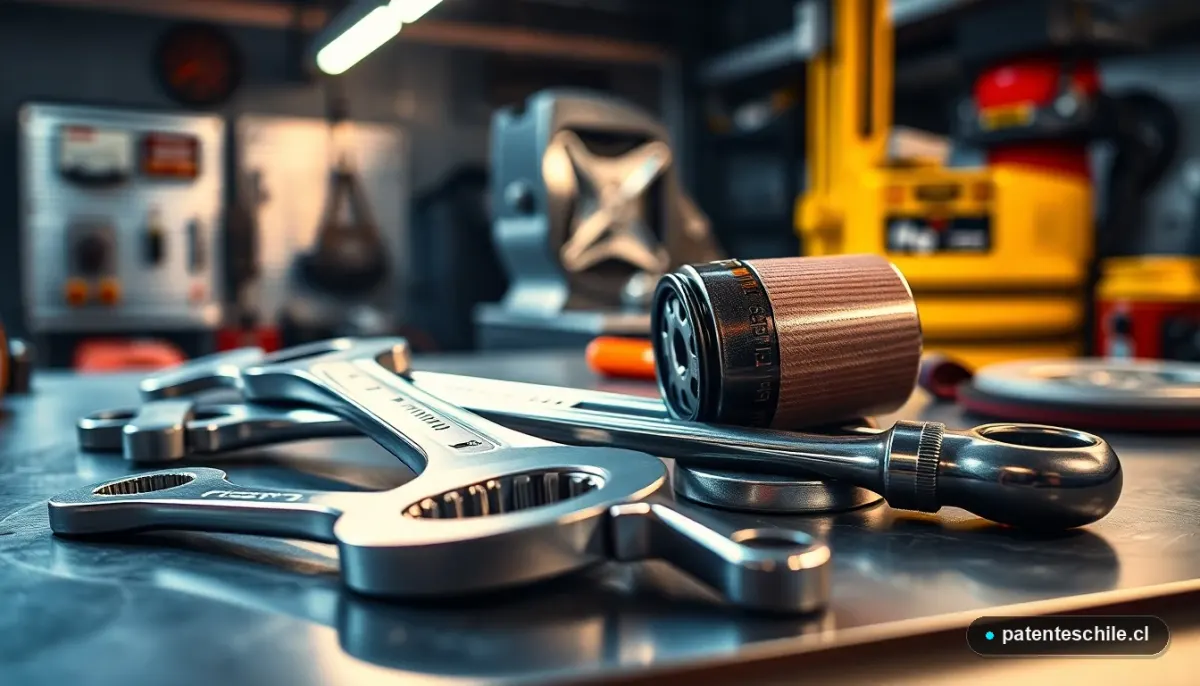 Herramientas profesionales en taller automotriz para mantenimiento y seguridad vehicular.